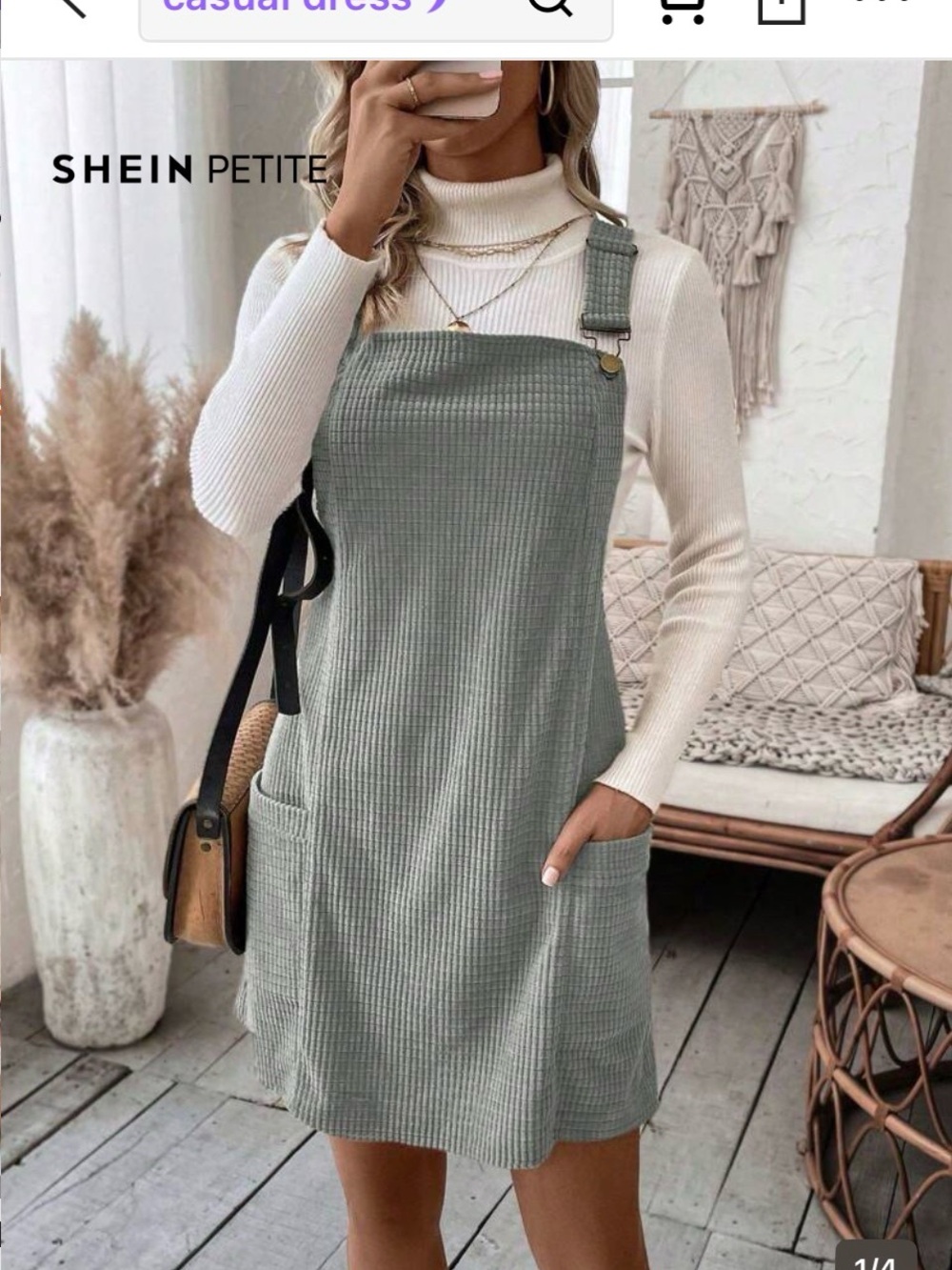 Loose strap causal mini dress corduroy